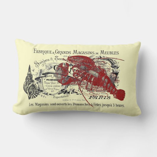 ヴィンテージの航海のなロブスターおよび貝のコラージュ ランバークッション (正面)