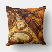 ヴィンテージの航海のな地図の枕 クッション (裏面)