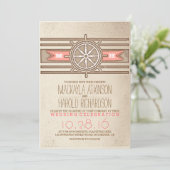 ヴィンテージの航海のな珊瑚の結婚式招待状 招待状 (スタンド正面)