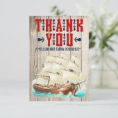 ヴィンテージの航海のな結婚式のサンキューカード サンキューカード (スタンド正面)