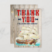 ヴィンテージの航海のな結婚式のサンキューカード サンキューカード (正面/裏面)