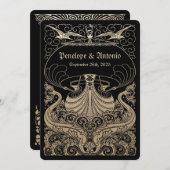 ヴィンテージの航海のな金ゴールドホイルの結婚式招待状 招待状 (正面/裏面)