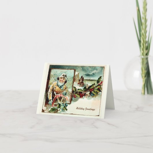 ヴィンテージの航海の休日またはクリスマスカード シーズンカード (正面)