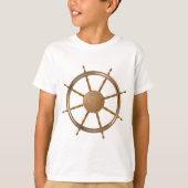 ヴィンテージの航海用船輪コンパスデザイン Tシャツ (正面)