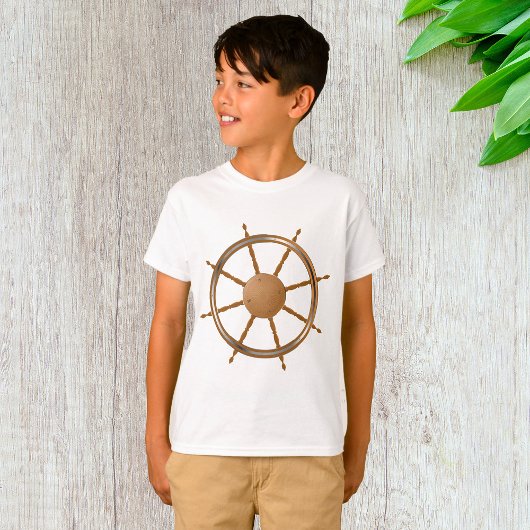 ヴィンテージの航海用船輪コンパスデザイン Tシャツ