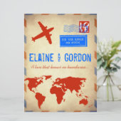 ヴィンテージの航空便の結婚式招待状: 動揺して 招待状 (スタンド正面)