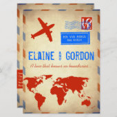 ヴィンテージの航空便の結婚式招待状: 動揺して 招待状 (正面/裏面)