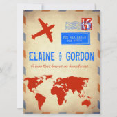 ヴィンテージの航空便の結婚式招待状: 動揺して 招待状 (正面)