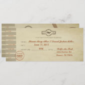 ヴィンテージの航空券の結婚式招待状カード 招待状 (正面/裏面)