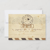 ヴィンテージの航空郵便のラブレターの結婚式の応答カード 出欠カード (正面)