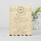 ヴィンテージの航空郵便のラブレターの結婚式招待状 招待状 (スタンド正面)