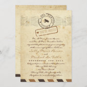 ヴィンテージの航空郵便のラブレターの結婚式招待状 招待状 (正面/裏面)