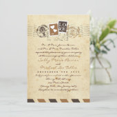 ヴィンテージの航空郵便はラブレターの招待状を押します 招待状 (スタンド正面)