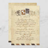 ヴィンテージの航空郵便はラブレターの招待状を押します 招待状 (正面/裏面)