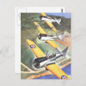 ヴィンテージの航空飛行機色の芸術 ポストカード (正面/裏面)