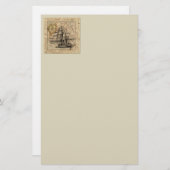 ヴィンテージの船および地図 便箋 (正面/裏面)