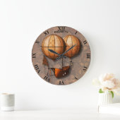 ヴィンテージの船が付いているレトロのSteampunkの気球 ラージ壁時計 (ホーム)