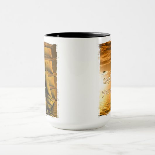 ヴィンテージの船のやる気を起こさせるな引用文はあなた自身を探検します マグカップ (中央)