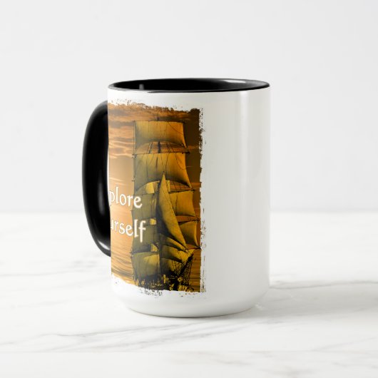 ヴィンテージの船のやる気を起こさせるな引用文はあなた自身を探検します マグカップ (正面左)