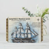 ヴィンテージの船の結婚式招待状 招待状 (スタンド正面)