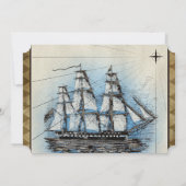 ヴィンテージの船の結婚式招待状 招待状 (裏面)