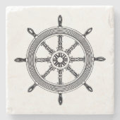 ヴィンテージの船の車輪の航海のな石造りのコースター ストーンコースター (正面)