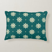 ヴィンテージの船の車輪パターン アクセントクッション (裏面)