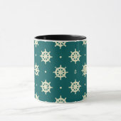 ヴィンテージの船の車輪パターン マグカップ (中央)