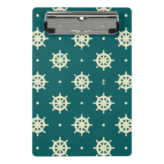 ヴィンテージの船の車輪パターン ミニクリップボード (正面)