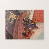 ヴィンテージの船員の人魚の捕獲物 ジグソーパズル (横)