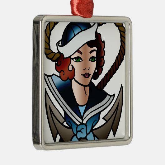 ヴィンテージの船員の女の子海軍入れ墨 メタルオーナメント (右)