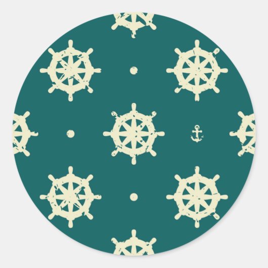 ヴィンテージの船舶用車輪のパターン ラウンドシール (正面)