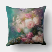 ヴィンテージの色のバラ色彩の鮮やか（すべての色） クッション (裏面)