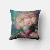 ヴィンテージの色のバラ色彩の鮮やか（すべての色） クッション (裏面)