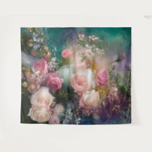 ヴィンテージの色のバラ色彩の鮮やか（すべての色） タペストリー (正面(横))