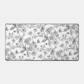 ヴィンテージの色の黒いフローラルパターン デスクマット (正面)
