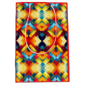 ヴィンテージの色：ジオメトスタイリッシュリ型枠 ミディアムペーパーバッグ (正面)