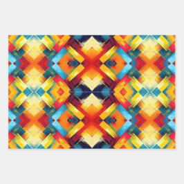 ヴィンテージの色：ジオメトスタイリッシュリ型枠 ラッピングペーパーシート