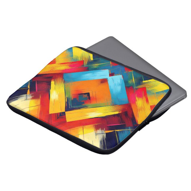 ヴィンテージの色：ジオメトスタイリッシュリ型枠 ラップトップスリーブ (正面上部)