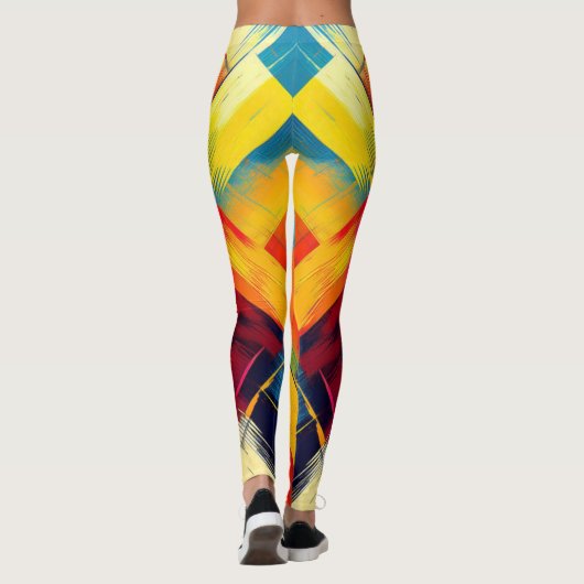 ヴィンテージの色：ジオメトスタイリッシュリ型枠 レギンス (裏面)