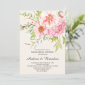 ヴィンテージの芍薬のリハーサルディナー招待状 招待状 (スタンド正面)