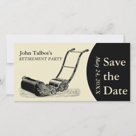 ヴィンテージの芝刈り機の退職パーティーの保存日付2 セーブザデート