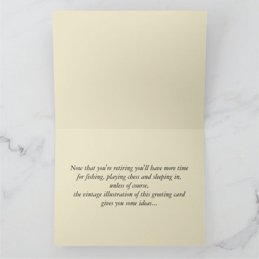 ヴィンテージの芝刈機の幸せな退職の大きい挨拶 カード (内部)