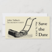 ヴィンテージの芝刈機の退職パーティーの保存日付 セーブザデート (正面)
