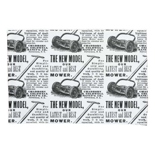 ヴィンテージの芝刈機広告 枕カバー (正面)