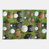 ヴィンテージの芝生のボウルを片付けて キッチンタオル (横)