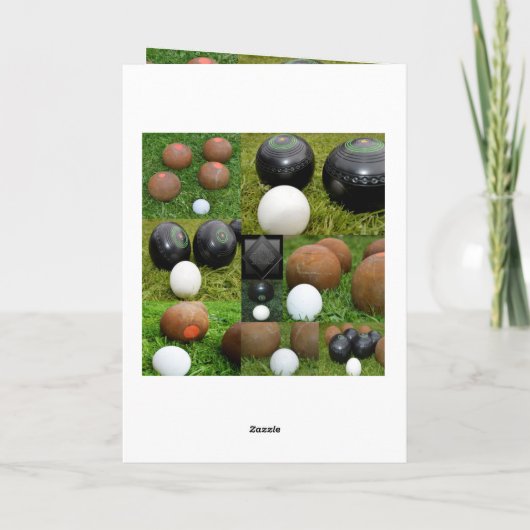 ヴィンテージの芝生ボールの写真のコラージュ、誕生日 カード (裏面)