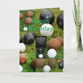 ヴィンテージの芝生ボールの写真のコラージュ、誕生日 カード (正面)