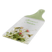 ヴィンテージの花および蜂のガラスまな板 カッティングボード (角)