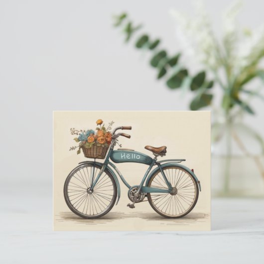 ヴィンテージの花かご任意の大事な行事ギフト ポストカード (スタンド正面)